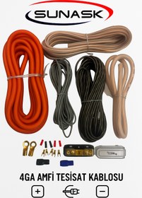 Resim Sunask Sn-4ga 4ga Profesyonel Set Kablo Amfi Set Kablo 1. Sınıf Kalite Ekstra Kalın profesyonel seri 
