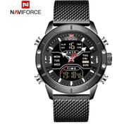 Resim Mufunye Erkek Spor Kol Saati - Su Geçirmez Çok Fonksiyonlu Kvarts Saat - Siyah Kasa Ve Ekran - Metal Ağızlı Navıforce 9153 Altın 