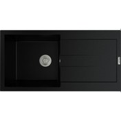 Resim Polex Cristalüx Granit Evye P-X1 Siyah Tezgah Altı Ve Tezgah Üstü Mutfak Evyesi 98x49.5 CM 