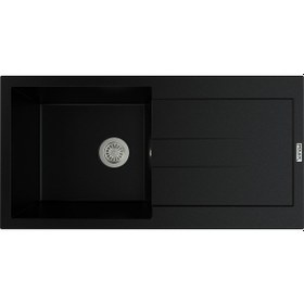 Resim Polex Cristalüx Granit Evye P-X1 Siyah Tezgah Altı Ve Tezgah Üstü Mutfak Evyesi 98x49.5 CM 