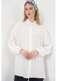 Resim Bigdart Kadın Dokulu Oversize Tunik 5989 - Beyaz 