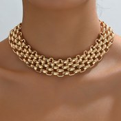Resim 1 Adet Kişilik Abartılı Moda Trendi Çok Yönlü Vintage Altın Gümüş Kısa Zincir Yama Boyun Kalın Kolye Kadın Kişilik Cool Banket Parti Kraliçe Tarzı Takı 