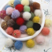Resim 20 Parça Polyester Pom-Pom Takılar Seti, Kendin Yap Takı, Çantalar, Giysiler İçin - Çok Renkli Tüylü Top Asılı Süslemeler 