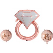 Resim Huzur Party Store Rose Gold Yüzük Set She Said Yes Future Mrs Yazılı Folyo Balon Bride To Be Bekarlığa Veda Partisi 