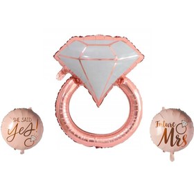 Resim Huzur Party Store Rose Gold Yüzük Set She Said Yes Future Mrs Yazılı Folyo Balon Bride To Be Bekarlığa Veda Partisi 