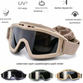 Resim ReVision Taktikal Gözlük 3 Lensli Koruyucu Maske / Tactical Gözlük / Airsoft ve Bisiklet Gözlüğü 