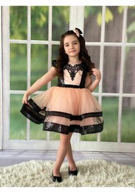 Resim MODAVALS PAYET VE DANTEL İŞLEMELİ TÜL DETAYLI BELDE FİYONK DETAYLI KIZ ÇOCUK ABİYE VE TOKA KOMBİN 