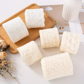 Resim 1 adet Şık Çiçekli Dantel Kurdele Beyaz & Krem - 4.57 metre, DIY Fiyonklar, Giyim, Şapkalar, Etekler Aksesuarları için Klasik Nakış Tasarımı - Çok Yönlü Polyester El Sanatları Kayışı, Pil Gerekmez, El Sanatları için Kurdele 