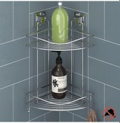 Resim Teknotel Yapışkanlı Iki Katlı Banyo Duş Köşe Rafı Krom Ef253 Çok Renkli 