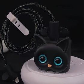 Resim 5'li Şirin Kedi Desenli Şarj Koruyucu, 18/20W Hızlı Şarj Başlığı Kırılma Önleyici Kablo Organizer, TPU Malzeme, Pil Yok, Erkek/Aşk için İdeal Hediye 