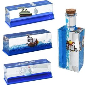 Resim Batmayan Gemi Şişe Akvaryum 