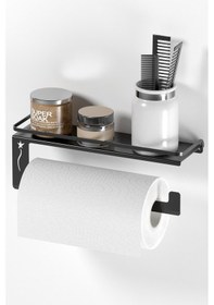 Resim Teknotel Kağıt Havlu Standı Banyo Mutfak Rafı Mat Siyah Mg080 Siyah 