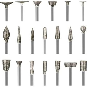 Resim Sourcingasia Namuny Taş Oyma Seti Elmas Çapak Uçları, 20 Adet Parlatma Kitleri Döner Aletler Aksesuarları Oyma Için 1/8 Inç Saplı (Yurt Dışından) 