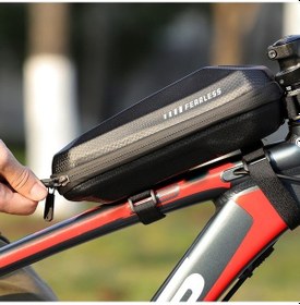 Resim Didadodo 1.5l Bisiklet Çerçeve Çantası - Eva Malzeme, Büyük Kapasiteli, Mtb Ve Yol Bisikletleri İçin Siyah, Ergonomik Tasarım Siyah 