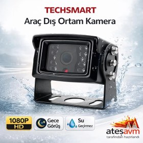 Resim Techsmart Araç Dış Ortam Geri Görüş Kamerası Gece Görüşlü Su Geçirmez Mobil Araç Kamerası 