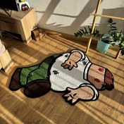 Resim 1 adet Peluş Yumuşak Taklit Kaşmir Alan Matı, Benzersiz Karikatür Karakter Tasarımı ile - Rahat Yatak Odası, Kanepe veya Ev Dekorasyonu Matı. Bu Mat Kanepe Aksesuarı, Oturma Odası Halısı veya Eğlenceli Oda Vurgusu olarak hizmet eder, Sadece Elde Yıkama. Yumuşak, Kabarık Dokusu ve 