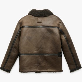 Resim Koton Fermuarlı İçi Peluş Astarlı Uzun Kollu Suni Süet Ceket Kahverengi 6wkg20015aw Kahve 