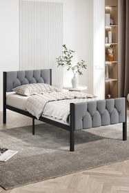 Resim Stil Metal Karyola Kapitone İşlemeli Karyola - 100x200 cm 