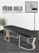 Resim Gazzini furniture Viego Gold Exclusive Bench Lüks Metal Gold Ayak, Chester Model Yatak Ucu Antrasit Puf 