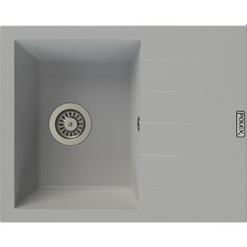 Resim Polex Cristalüx Granit Evye P-S60 Gri Tezgah Altı Ve Tezgah Üstü Kare Mutfak Evyesi 60.5x49.5 CM 