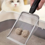 Resim Dayanıklı Ekstra Büyük Paslanmaz Çelik Kedi Kumu Küreği - Hızlı Filtrasyon için Verimli Geniş Ekran Yüzeyi, Kedi Kumu Kutularının Hızlı Temizliği İçin Mükemmel, Pet Poop Kürek | Paslanmaz Çelik Kaldırıcı | Ergonomik El 