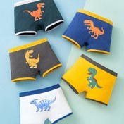Resim 5 Adet Toddler Erkek İç Çamaşırı 95% Pamuklu Yumuşak Nefes Alabilen Karikatür Dinozor Desenli Rahat Boxer Külotlu Külotlar 12 Yaşın Altında 