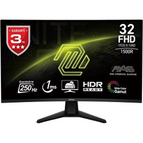 Resim MSI MAG 32C6X 31.5" 1920x1080 250Hz 1ms HDMI DP Curved Touch Adaptive Sync 1500R Gaming Monitör 