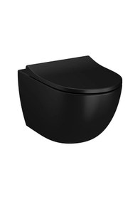 Resim S60 Smoot Flush Mat Siyah Asma Klozet 7510b083-0090, VitrA Integra Slim Mat Siyah Kapak 131-483-009 