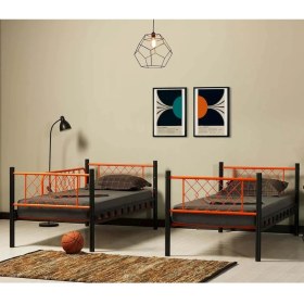Resim Missidea Metis Genç Çocuk Yatak Odası Metal Ranza ve Karyola Turuncu 90X200 cm. 