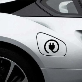 Resim Elektirikli Araç Elektrikli Araba Depo Kapağı Fiş Priz Logosu Sticker Etiket 