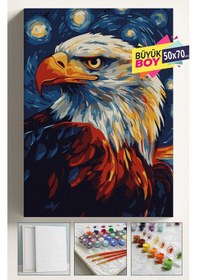 Resim Sayılarla Boyama Seti Numaralı Tuval Fırça Boya Dahil Kasnaklı Set 50x70 Cm - Yılıdzlı Gece Kartal 