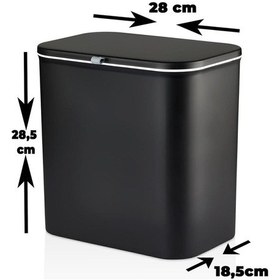 Resim 15 Litre Fonksiyonel Kapaklı Banyo Ve Mutfak Tezgahüstü Çöp Kovası Dolap Ve Duvar Aparatlı 15 Lt. Siyah 