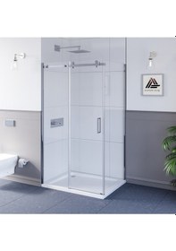 Resim Sirius D201 Dikdörgen Parlak Aksam Şeffaf Cam Askılı Sistem Duşakabin H: 200cm Diğer 