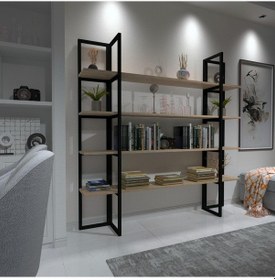 Resim Mavitrendd Dekoratif Ahşap Ve Metal Kitaplık Çok Amaçlı Raf (486310926) 