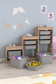 Resim Swiss 9 Sepetli Çok Amaçlı Oyuncak Dolabı Sonomo Gri 