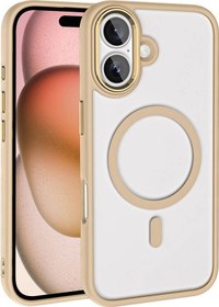 Resim İphone Uyumlu 16 Kılıf Wireless Şarj Özellikli Hgea Krom Magsafe Silikon Kapak-gold Gold 