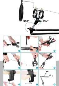 Resim Set-01 - Trust 20378 İçin Mikrofon Standı + Pop Filtre Shock Mount Set 