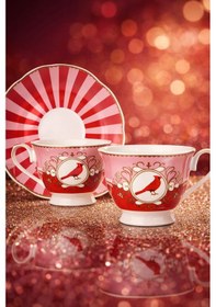 Resim Mien 2 Kişilik Love Birds Pembe Fincan Takımı-lovely Birds Kırmızı Pembe Fincan Seti Beyaz - Kırmızı 