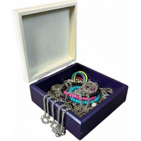 Resim Uretti - Hülya 6683 6206 El Yapımı Nostaljik Retro Kedi Baskılı Kare Ahşap Dekoratif Saklama / Takı Kutusu - Mor 