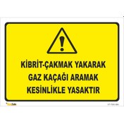 Resim Kibrit Çakmak Yakarak Gaz Kaçağı Arma - Isg Levhası 
