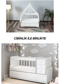 Resim Patiko Ms 290 Beyaz Büyüyebilen Beşik Cibinlikli Beyaz 
