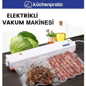 Resim Küchen Pratic Ev Tipi Elektrikli Gıda Vakum Makinesi - Mavi + 10 Poşet 