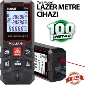 Resim Yüksek Hassasiyet 100 Metre Lazer Metre Ölçer LCD Dijital Ekran Su Terazili Lazermetre Lazerli 