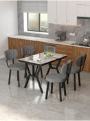Resim Azra 70x110cm Efes Mutfak Masası, Mutfak Masası Takımı, Yemek Masası, 4 Koyu Gri Sandalye Koyu Gri 