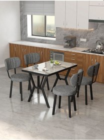 Resim Azra 70x110cm Efes Mutfak Masası, Mutfak Masası Takımı, Yemek Masası, 4 Koyu Gri Sandalye Koyu Gri 