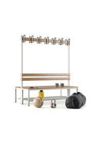 Resim Ayakkabılıklı 4 Ayaklı Çift Taraflı Bank, Kanca Şeritli Bank, 14 Kanca, 150x85x170 Cm, Spor Bankı 