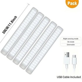 Resim Chuangyinshop 5'li Paket Şarj Edilebilir Manyetik Hareket Sensörlü Led Lamba 30cm Soğuk Beyaz 