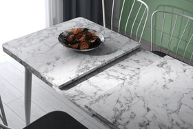 Resim AY MASA VE SANDALYE BENCH, AÇIK HARDAL BEYAZ, 120X70 