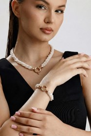Resim Doğal İnci Burgu Set - 40 CM / SARI 