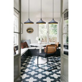 Resim Mediterian Şık Üçlü Siyah Sarkıt Lamba, Modern Oturma ve Mutfak Aydınlatması 